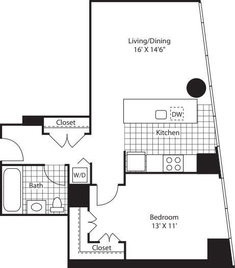 Large One Bedroom floor plan