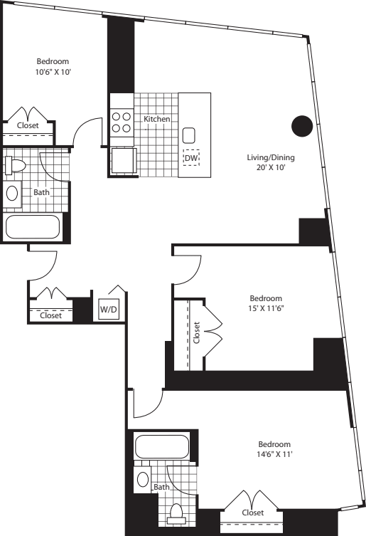 Three Bedroom D floor plan