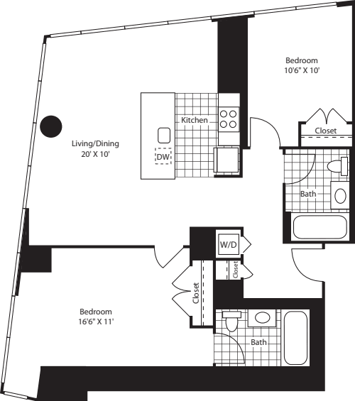 Two Bedroom OpenKit FL 28-46 floor plan