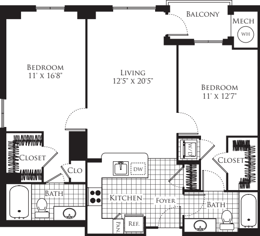 2 Bedroom- 1108 floor plan