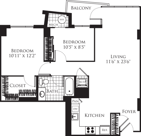 2 Bedroom- 925 floor plan