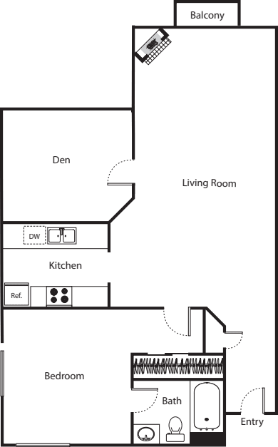 Floorplan 3 with Den floor plan