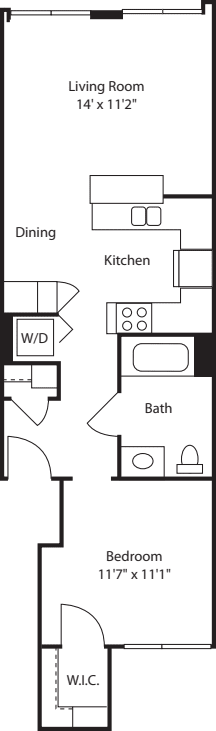 One Bedroom 644 floor plan