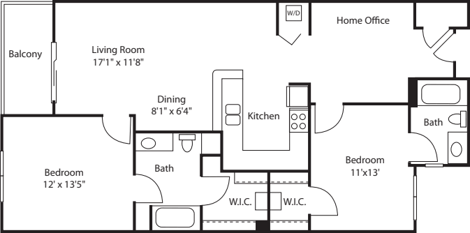 Two Bedroom 1125 floor plan