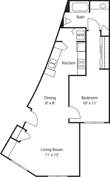 One Bedroom 770 floor plan