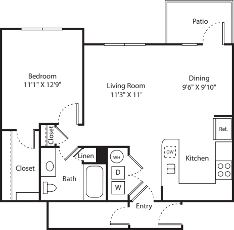One Bed A-3 - Phase II floor plan