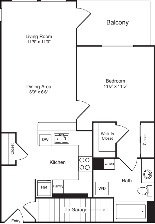 One Bed A-6 - Phase III floor plan