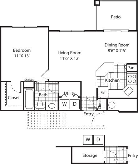 One Bed A-1 - Phase I floor plan