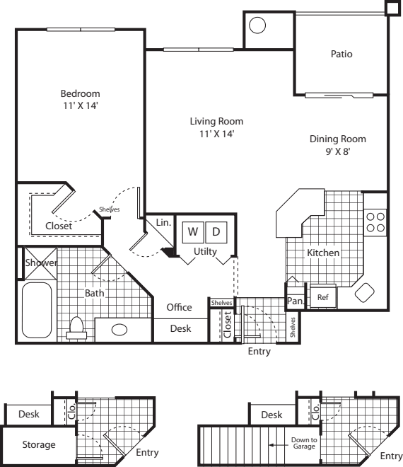 One Bed A-3 - Phase I floor plan