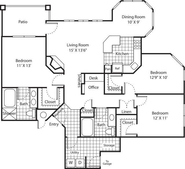 Three Bed C-1 - Phase I floor plan