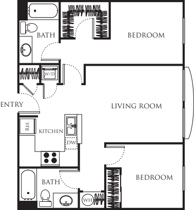 Two Bedroom Two Bath 828 floor plan