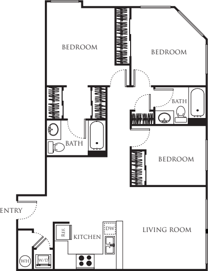 Three Bedroom 1110 floor plan