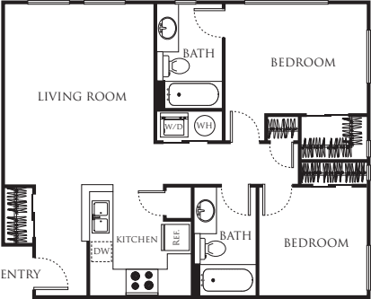 Two Bedroom 854 floor plan