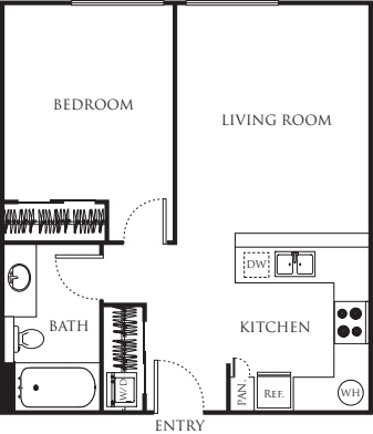 One Bedroom 510 floor plan