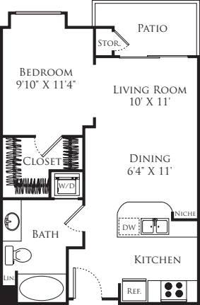 A1 -Jr One Bedroom floor plan