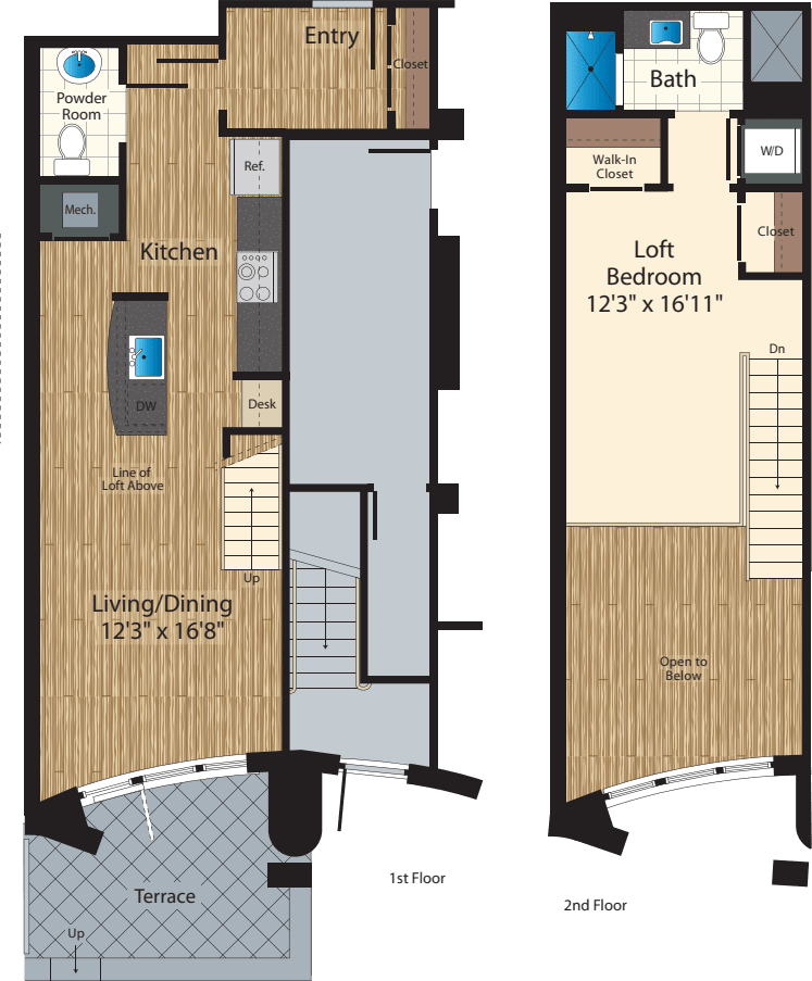 One Bedroom B 907 floor plan