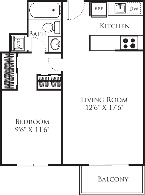 1 Bedroom B floor plan