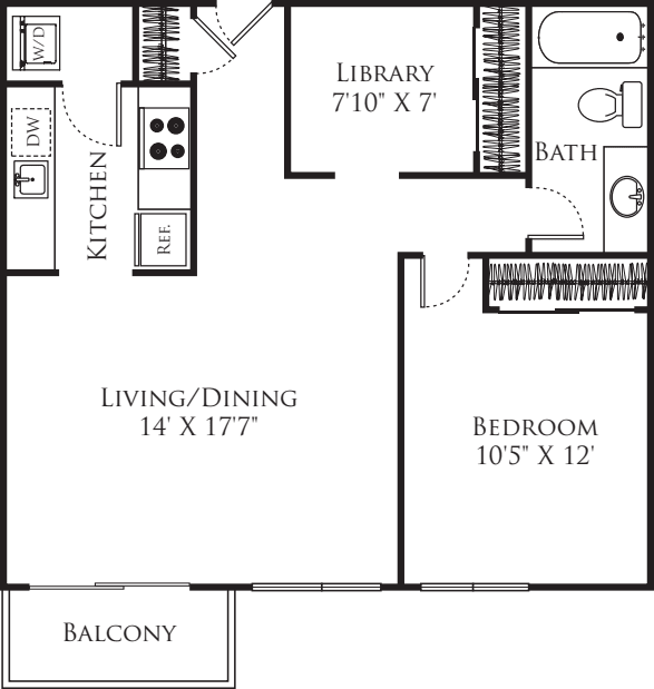 1 Bedroom E2 floor plan