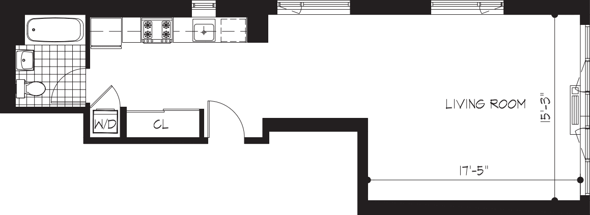 Studio 1B floor plan