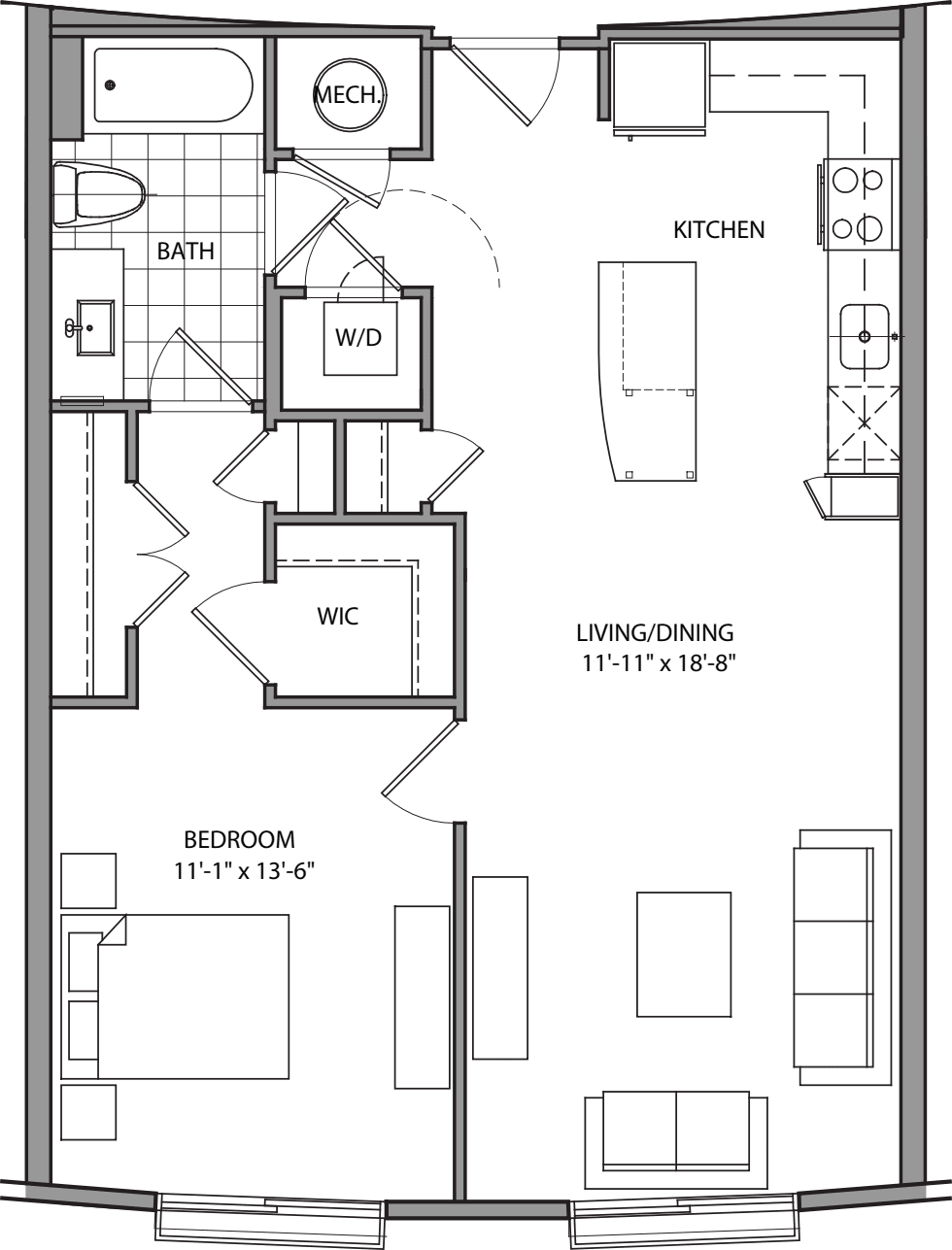 1 Bdrm I floor plan