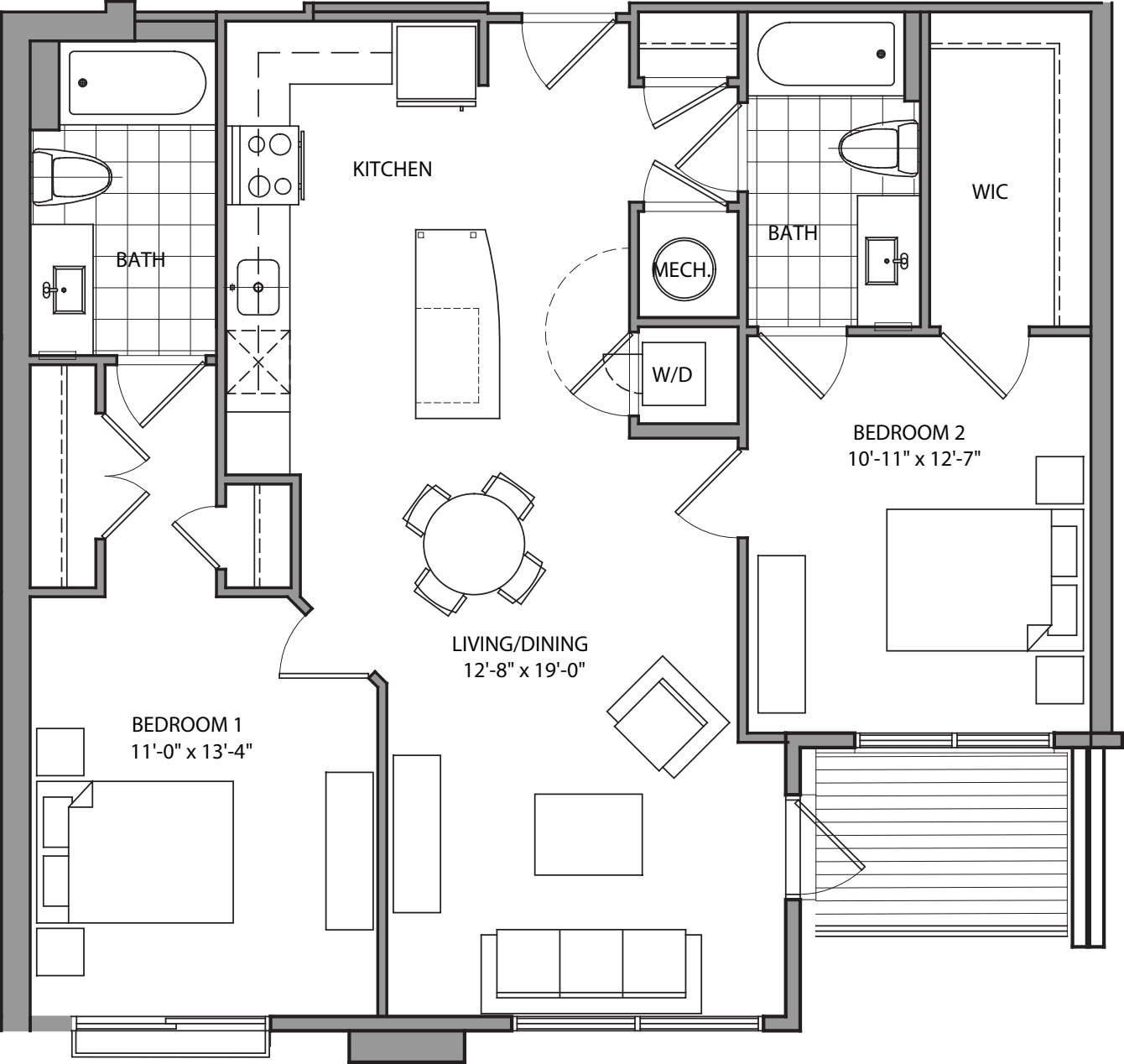 2 Bdrm G floor plan