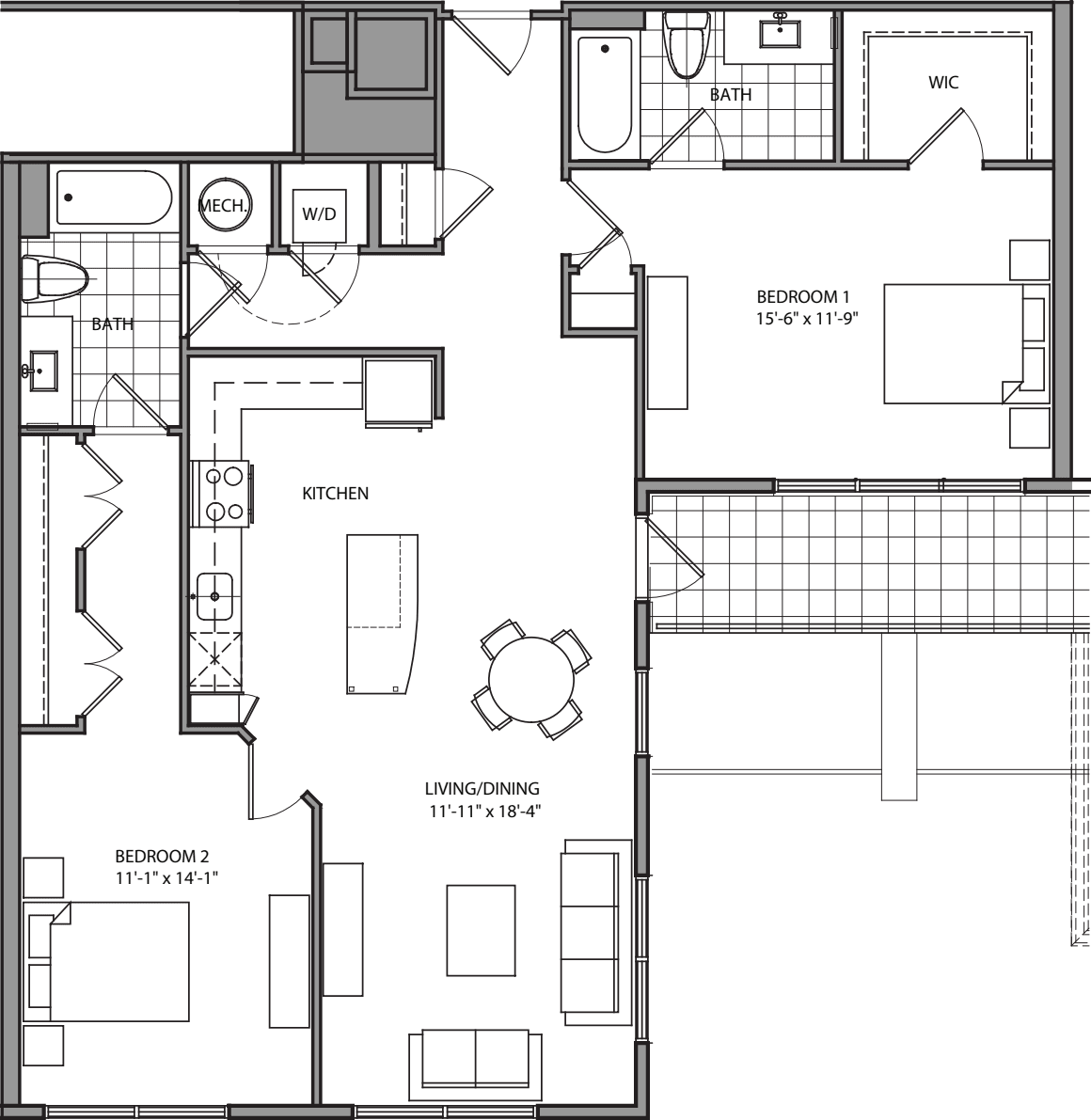 2 Bdrm N floor plan