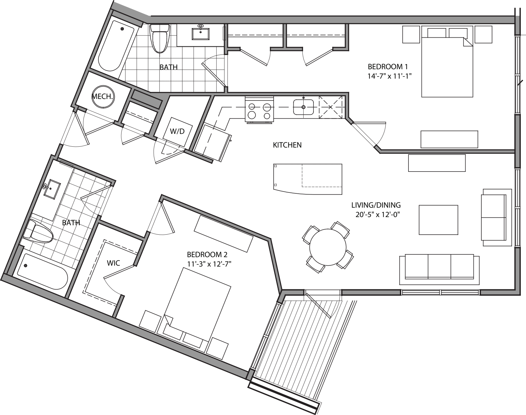 2 Bdrm S floor plan