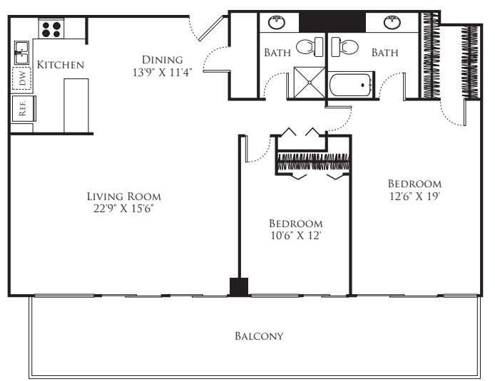 2 Bedroom - Tower floor plan