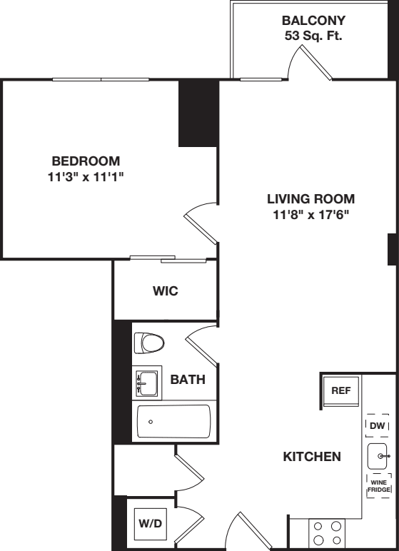 One Bedroom D floor plan