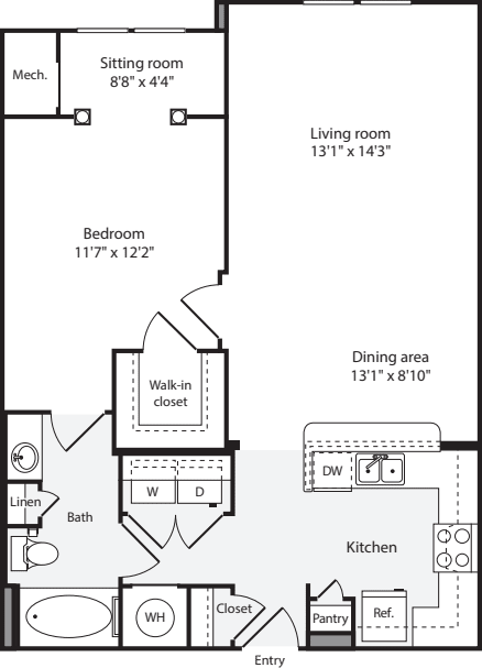 1 Bedroom A floor plan