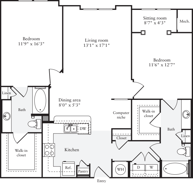 2 Bedrooms C floor plan