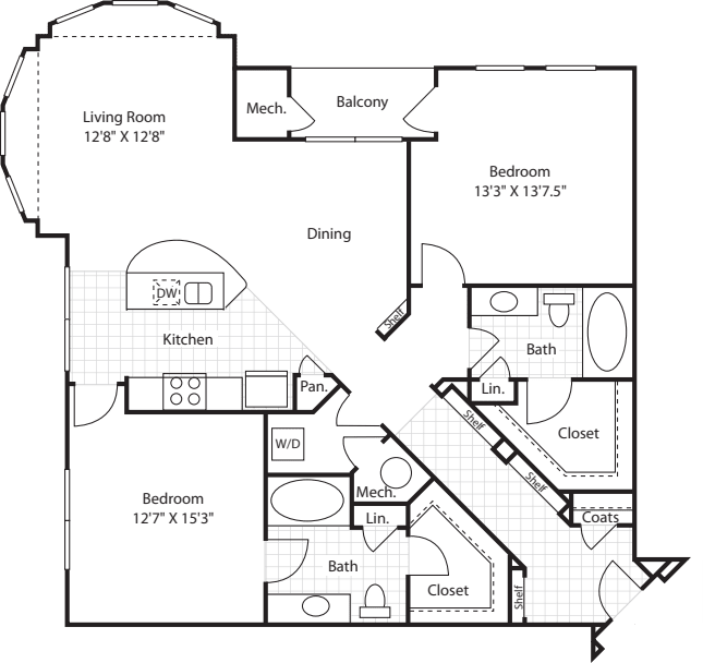 2 Bedrooms D floor plan
