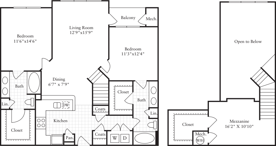 2 Bedrooms J floor plan
