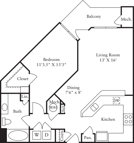 1 Bedroom C floor plan