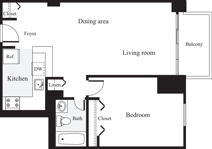 1 Bedroom D floor plan