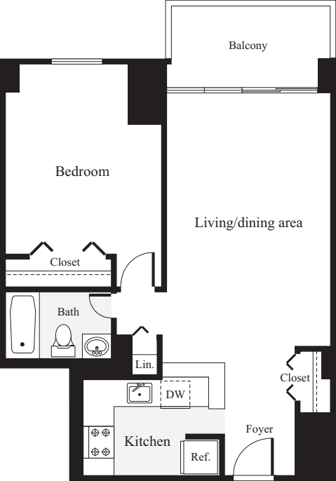 1 Bedroom E floor plan