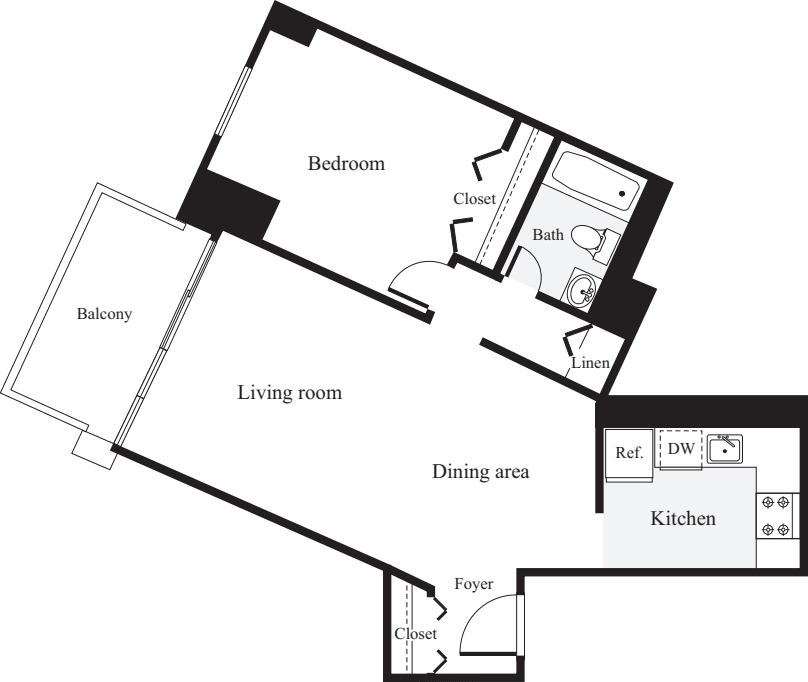 1 Bedroom J floor plan