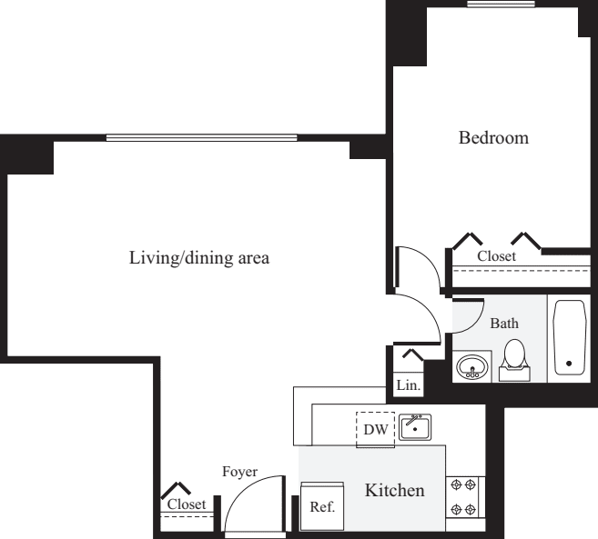 1 Bedroom K floor plan