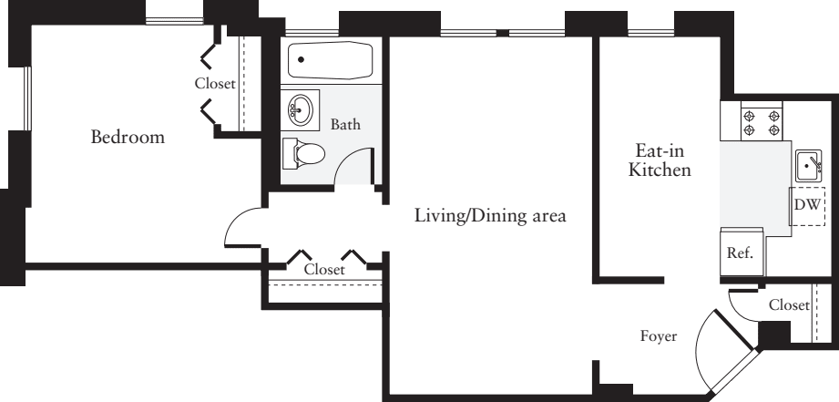 1 Bedroom O floor plan