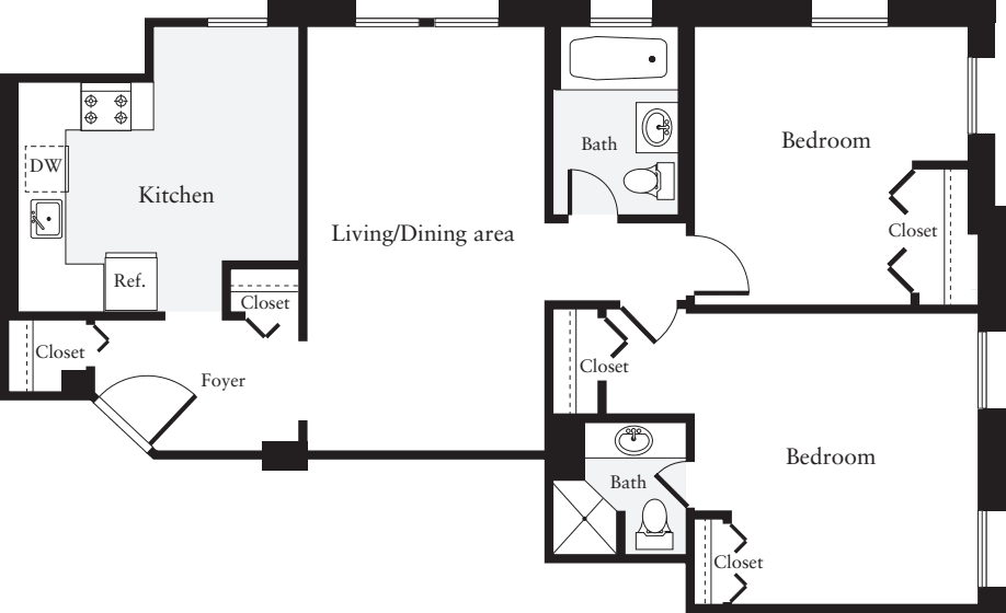 2 Bedrooms A floor plan