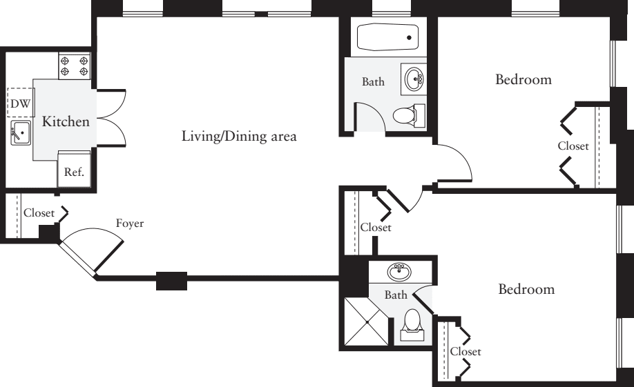 2 Bedrooms C floor plan