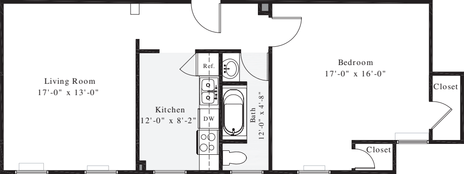 1 Bedroom T floor plan