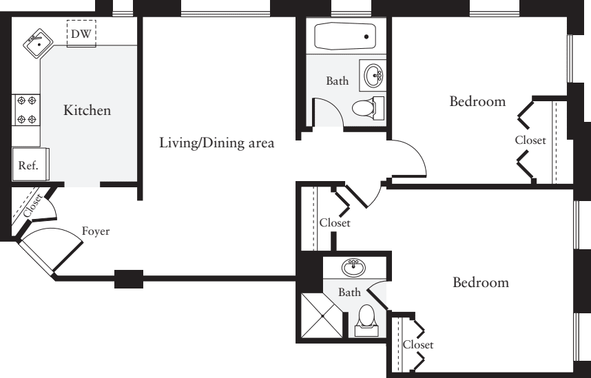 2 Bedrooms D floor plan