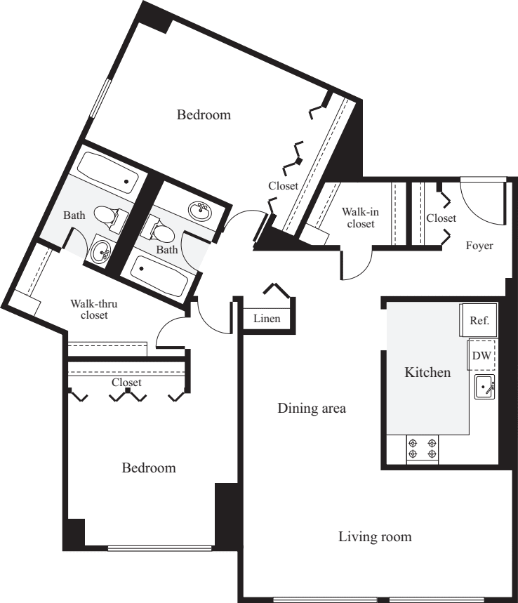 2 Bedrooms F floor plan