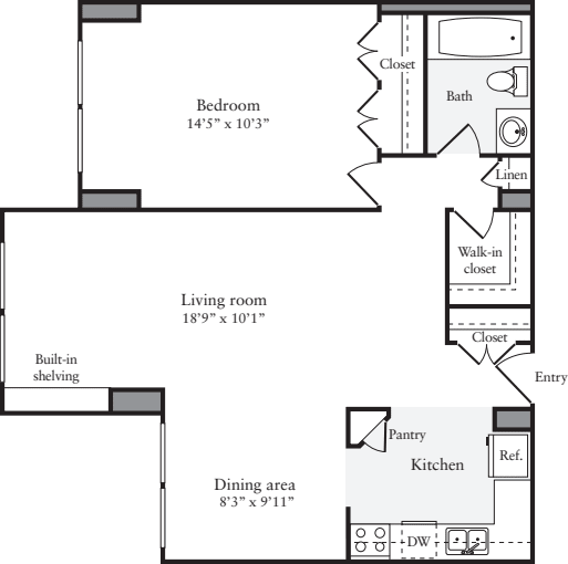 1 Bedroom D floor plan