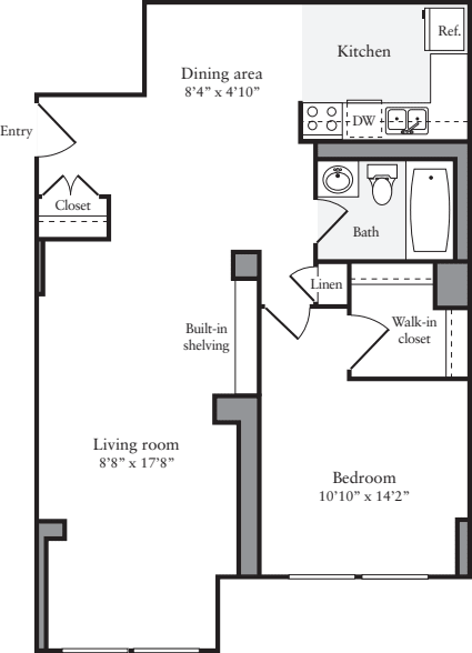1 Bedroom E floor plan
