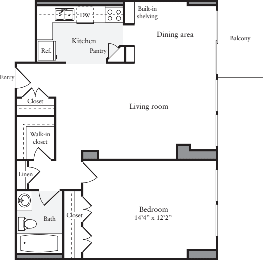 1 Bedroom F floor plan