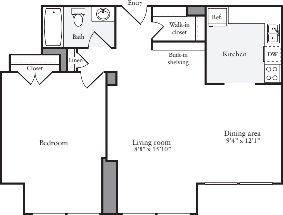1 Bedroom G floor plan