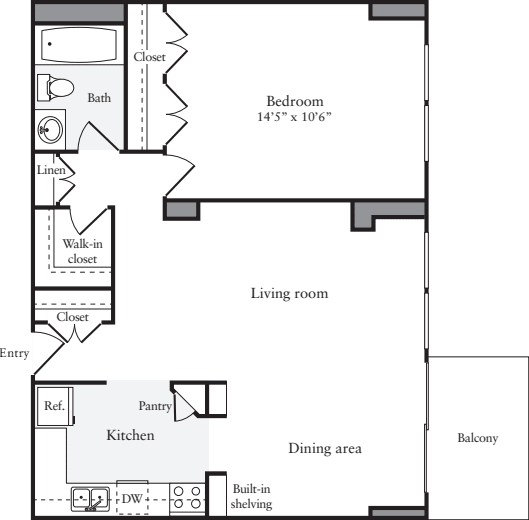 1 Bedroom H floor plan