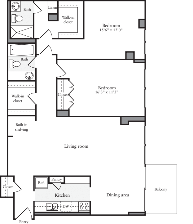 2 Bedrooms C floor plan